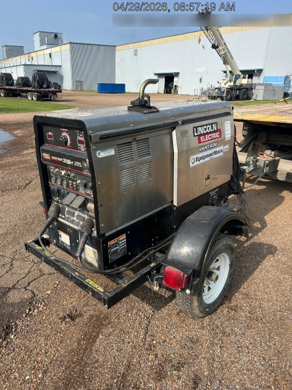 2019 Lincoln Electric Vantage 322 Ready-Pak 3, Two Wheel Trailer, Fender and Light Kit, Cable Rack