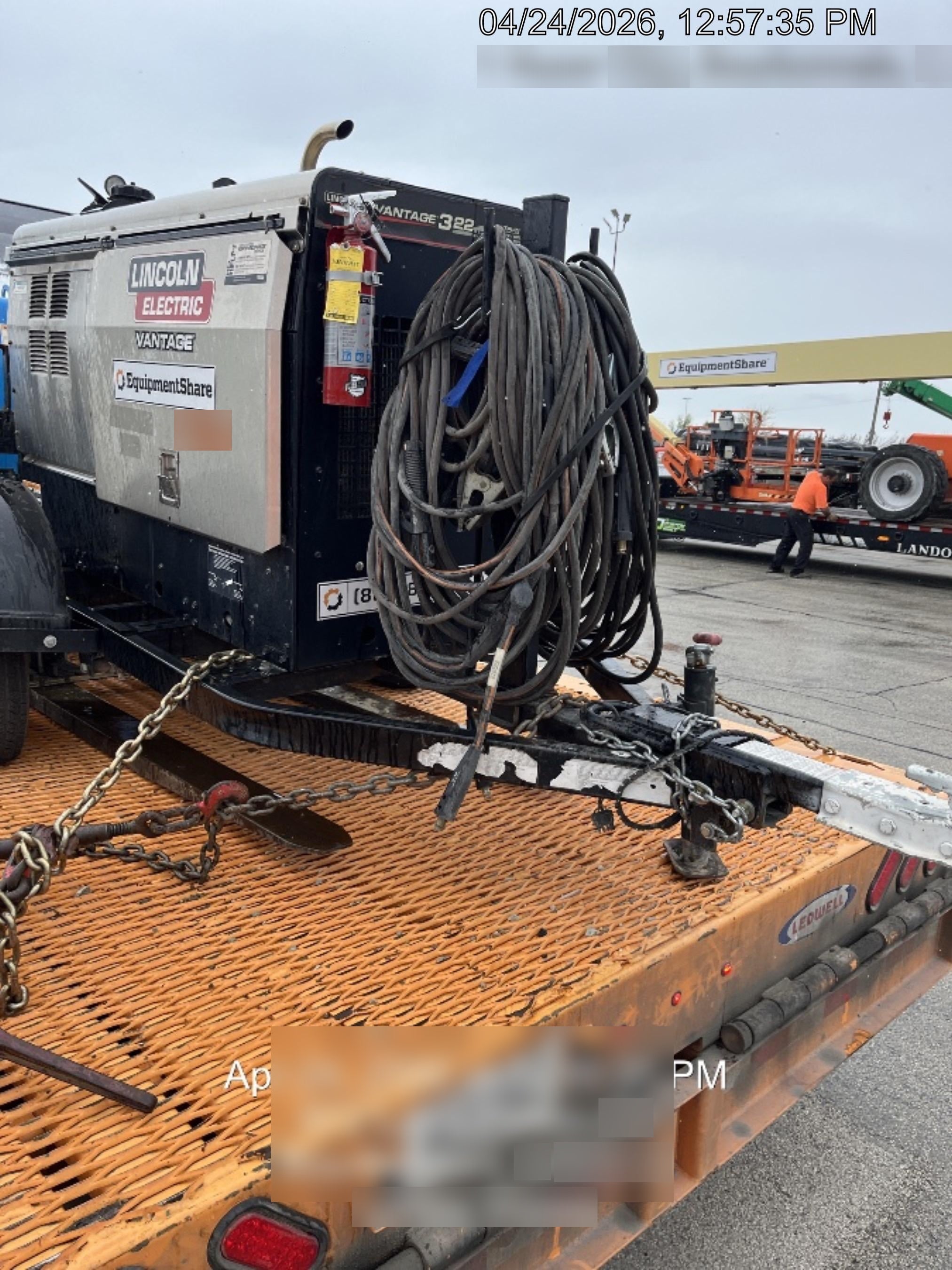 2019 Lincoln Electric Vantage 322 Welder Ready-Pak 3, Two wheel trailer, Fender and Light kit, Cable Rack