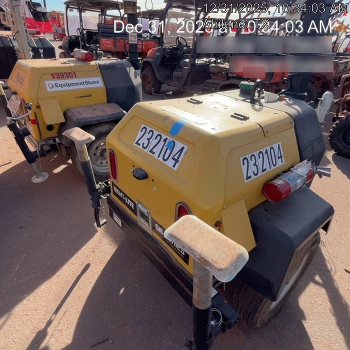 2022 Allmand NLV3GR (4) LED Light Fixture 350W, 23' Vertical Mast, 3kW Prime, Towable, Deep Sea L401, Leveling Jacks, Yanmar T4F 5.8hp