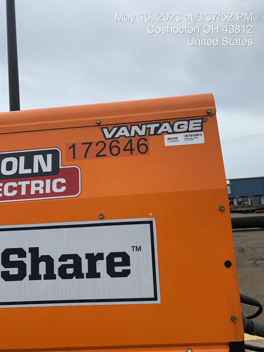 2021 Lincoln Electric Vantage 322 Vantage 322 Ready Pak 3 w/ Decals, ORANGE (includes trailer, cable rack, fender light kit) NO Telematics