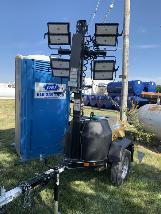 2022 Allmand NLV3GR (4) LED Light Fixture 350W, 23' Vertical Mast, 3kW Prime, Towable, Deep Sea L401, Leveling Jacks, Yanmar T4F 5.8hp