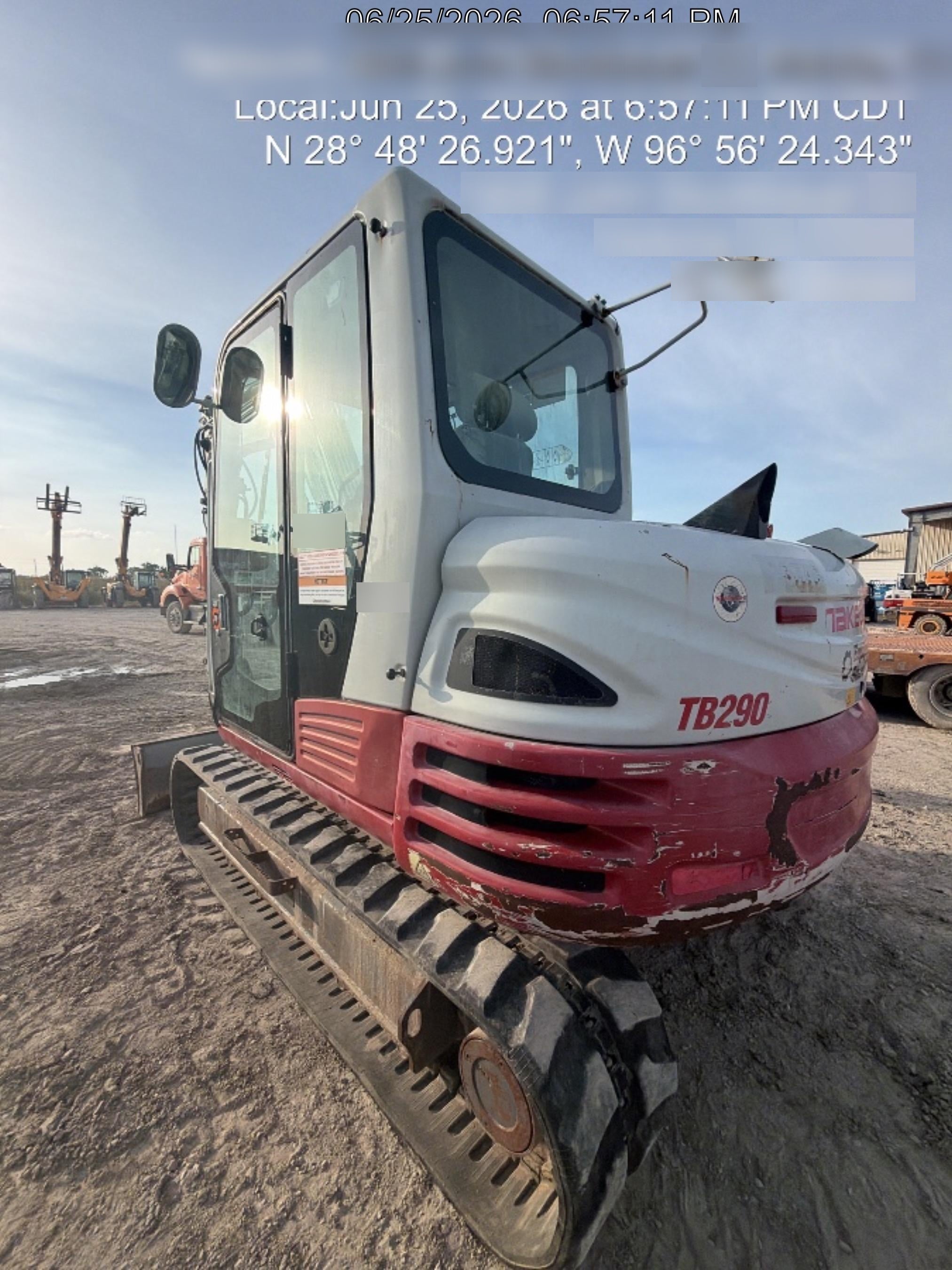 2019 Takeuchi TB290 Cab/Heat/AC w/Rubber Tracks, Auxiliary Hydraulics, Dozer Blade, Manual QC, 18/24/36" Buckets, Hydraulic Thumb Installed