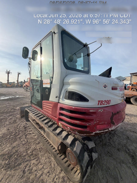 2019 Takeuchi TB290 Cab/Heat/AC w/Rubber Tracks, Auxiliary Hydraulics, Dozer Blade, Manual QC, 18/24/36" Buckets, Hydraulic Thumb Installed