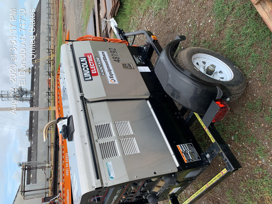 2019 Lincoln Electric Vantage 322 Ready-Pak 3, Two Wheel Trailer, Fender and Light Kit, Cable Rack