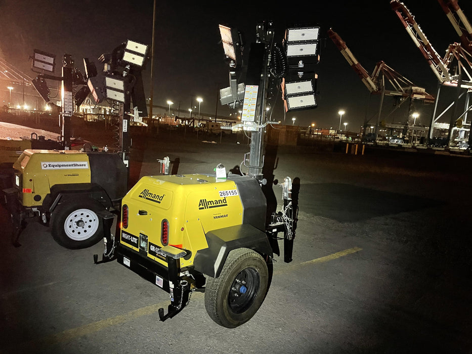 2022 Allmand NLV3GR (4) LED Light Fixture 350W, 23' Vertical Mast, 3kW Prime, Towable, ES Decals, T3