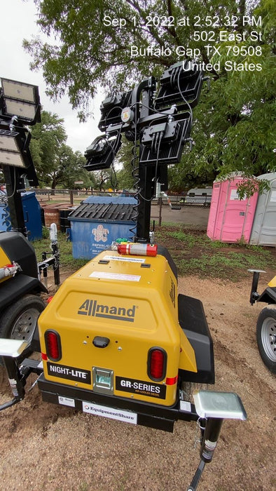 2022 Allmand NLV3GR (4) LED Light Fixture 350W, 23' Vertical Mast, 3kW Prime, Towable, ES Decals, T3