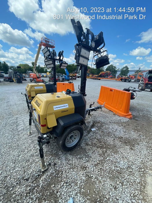 2022 Allmand NLV3GR (4) LED Light Fixture 350W, 23' Vertical Mast, 3kW Prime, Towable, ES Decals, T3