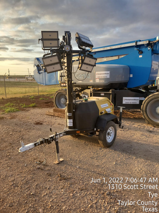 2021 Allmand NLV3GR (4) LED Light Fixture 350W, 23' Vertical Mast, 3kW Prime, Towable, Deep Sea L401, Leveling Jacks, Yanmar T4F 5.8hp