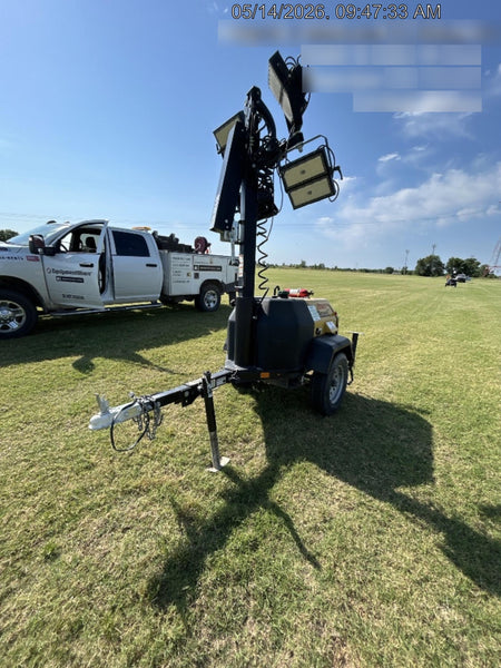 2022 Allmand NLV3GR (4) LED Light Fixture 350W, 23' Vertical Mast, 3kW Prime, Towable, Deep Sea L401, Leveling Jacks, Yanmar T4F 5.8hp