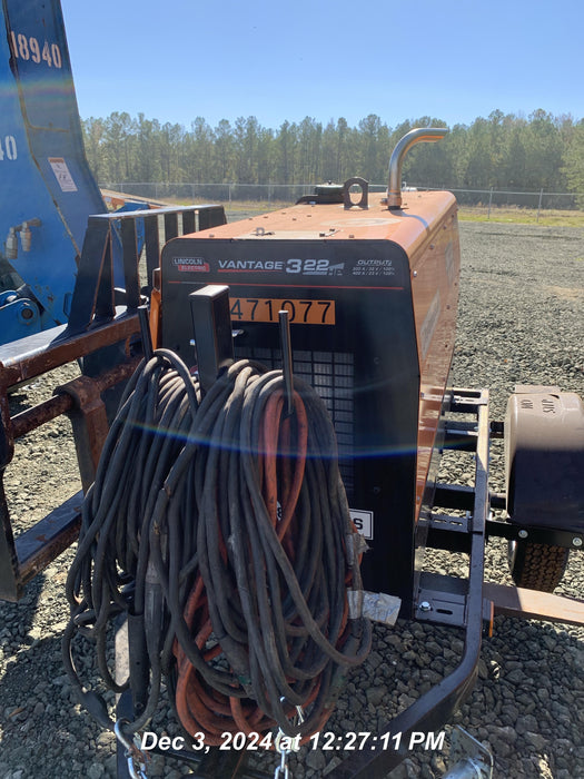 2024 Lincoln Electric Vantage 322 Welder Ready-Pak 3, Two wheel trailer, Fender and Light kit, Cable Rack, Orange