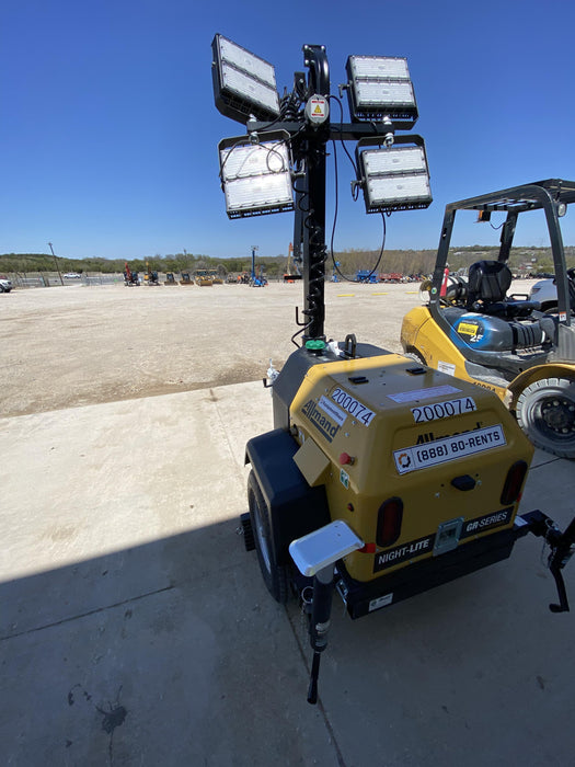 2022 Allmand NLV3GR (4) LED Light Fixture 350W, 23' Vertical Mast, 3kW Prime, Towable, Deep Sea L401, Leveling Jacks, Yanmar T4F 5.8hp