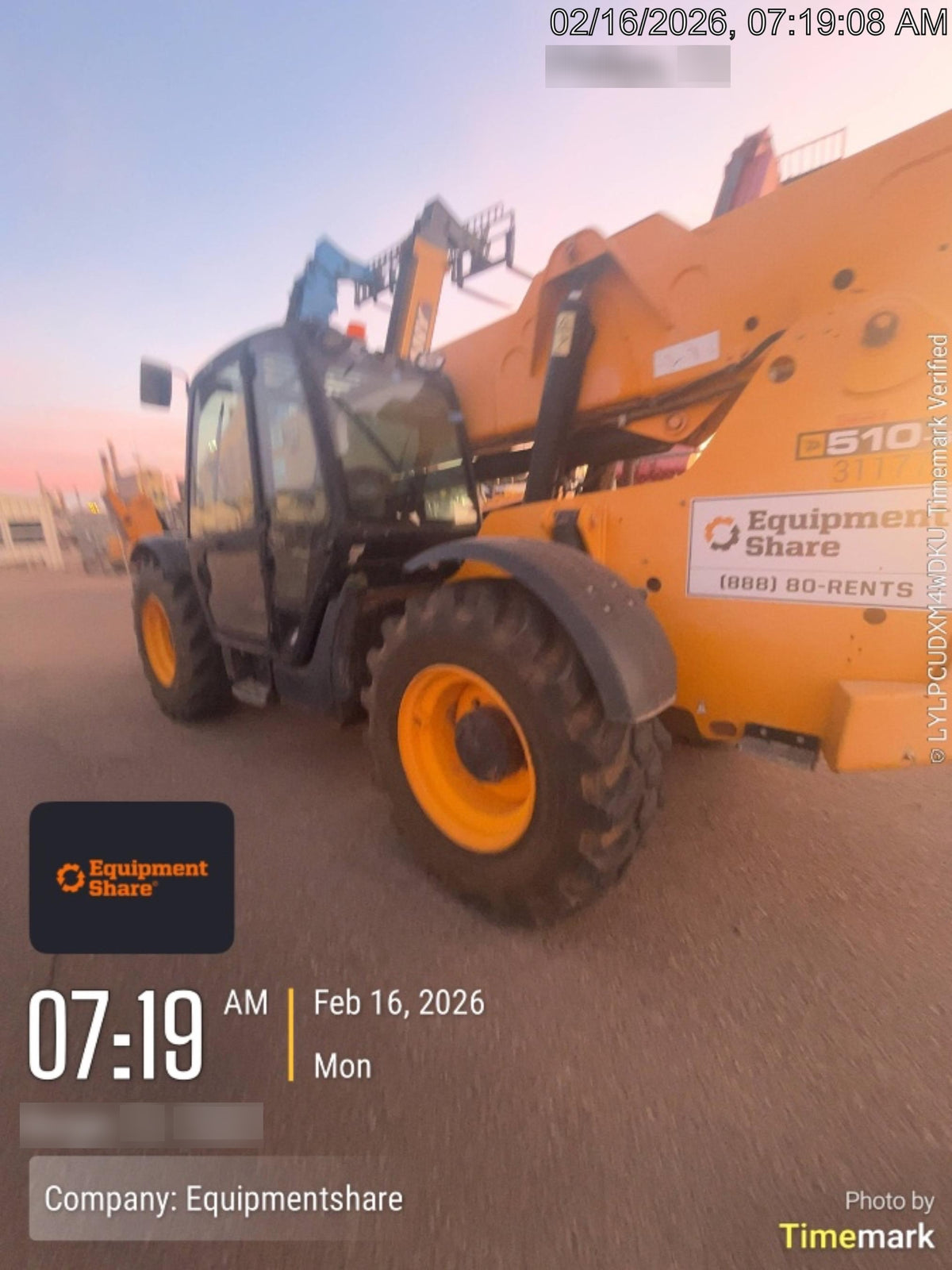 2019 JCB 510-56 74 HP w/CAB/HVAC, Beacon, Worklights, Aux Hydraulics, Foam Filled Tires w/60" Carriage/Forks