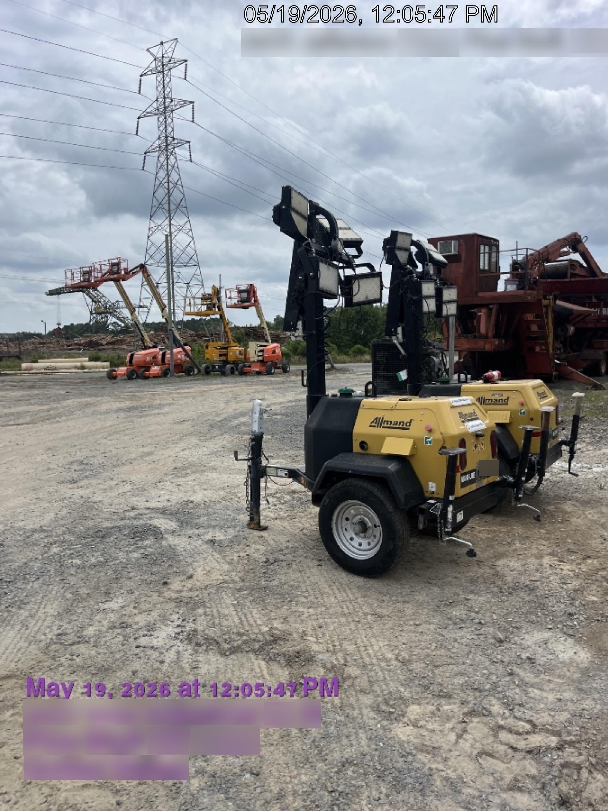 2022 Allmand NLV3GR (4) LED Light Fixture 350W, 23' Vertical Mast, 3kW Prime, Towable, Deep Sea L401, Leveling Jacks, Yanmar T4F 5.8hp