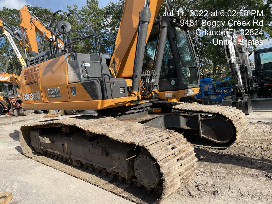 2016 Case CX300D CAB A/C, 12' ARM, STEEL TRACKS, THUMB