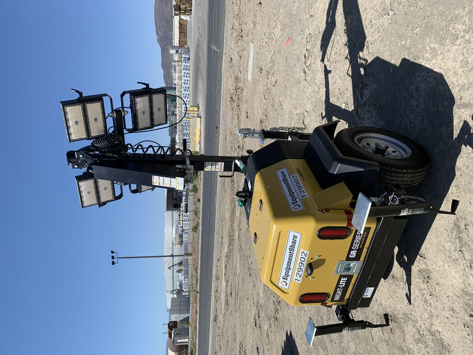 2021 Allmand NLV3GR (4) LED Light Fixture 350W, 23' Vertical Mast, 3kW Prime, Towable, Deep Sea L401, Leveling Jacks, Yanmar T4F 5.8hp