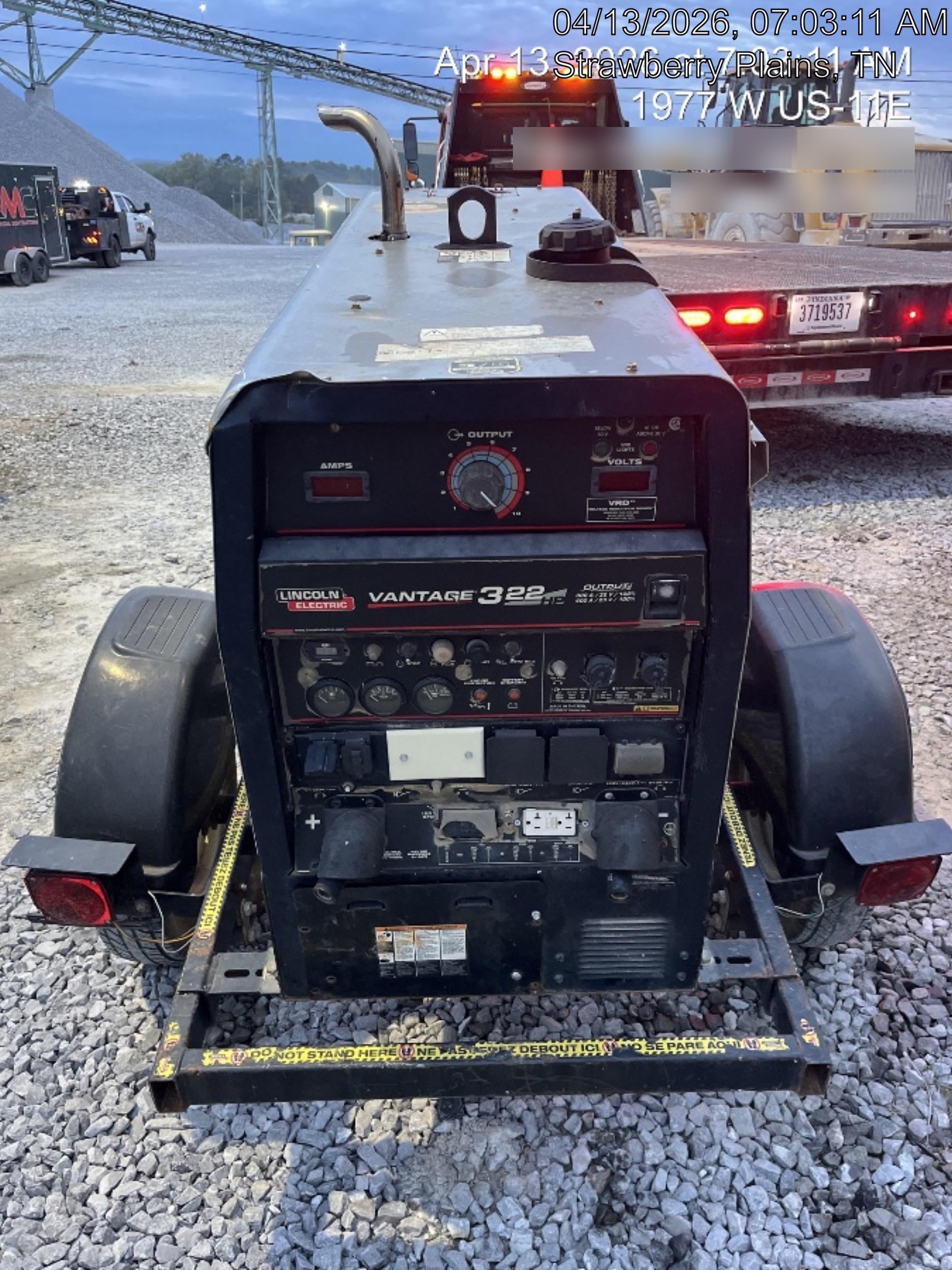 2020 Lincoln Electric Vantage 322 Welder Ready-Pak 3, w/ GPS & Decals (includes trailer, cable rack, fender light kit)