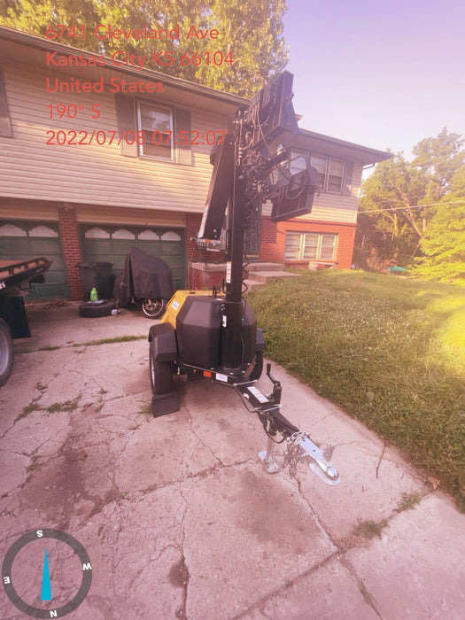 2022 Allmand NLV3GR (4) LED Light Fixture 350W, 23' Vertical Mast, 3kW Prime, Towable, Deep Sea L401, Leveling Jacks, Yanmar T4F 5.8hp