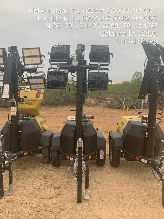 2022 Allmand NLV3GR (4) LED Light Fixture 350W, 23' Vertical Mast, 3kW Prime, Towable, Deep Sea L401, Leveling Jacks, Yanmar T4F 5.8hp