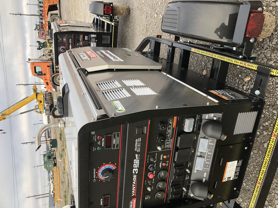 2019 Lincoln Electric Vantage 322 Welder Ready-Pak 3, Two wheel trailer, Fender and Light kit, Cable Rack