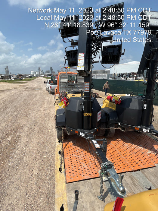 2022 Allmand NLV3GR (4) LED Light Fixture 350W, 23' Vertical Mast, 3kW Prime, Towable, Deep Sea L401, Leveling Jacks, Yanmar T4F 5.8hp