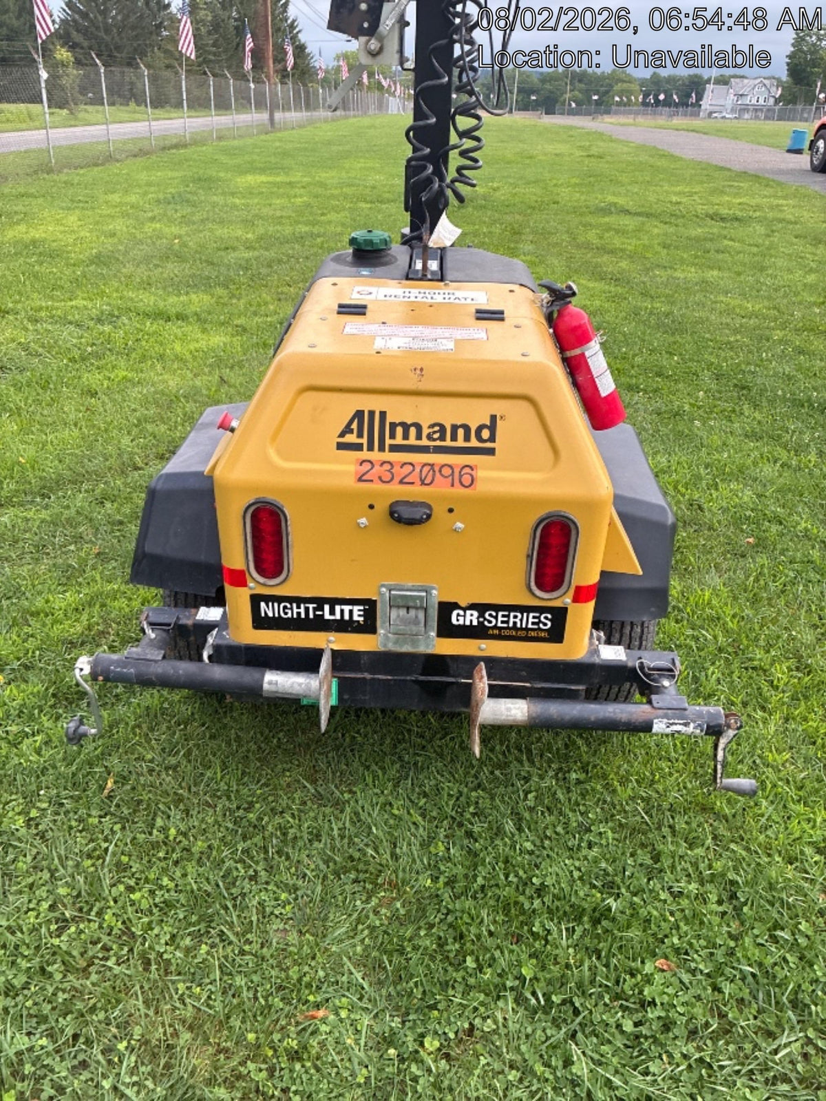 2022 Allmand NLV3GR (4) LED Light Fixture 350W, 23' Vertical Mast, 3kW Prime, Towable, Deep Sea L401, Leveling Jacks, Yanmar T4F 5.8hp