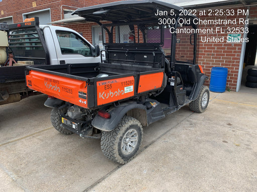 2020 Kubota RTV-X1140WL-H 4 seat diesel cart, plastic canopy, HD tires, steel wheels, tinted windshield, strobe light, and backup alarm