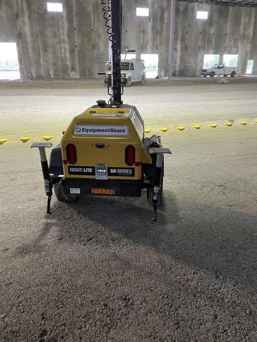 2022 Allmand NLV3GR (4) LED Light Fixture 350W, 23' Vertical Mast, 3kW Prime, Towable, Deep Sea L401, Leveling Jacks, Yanmar T4F 5.8hp