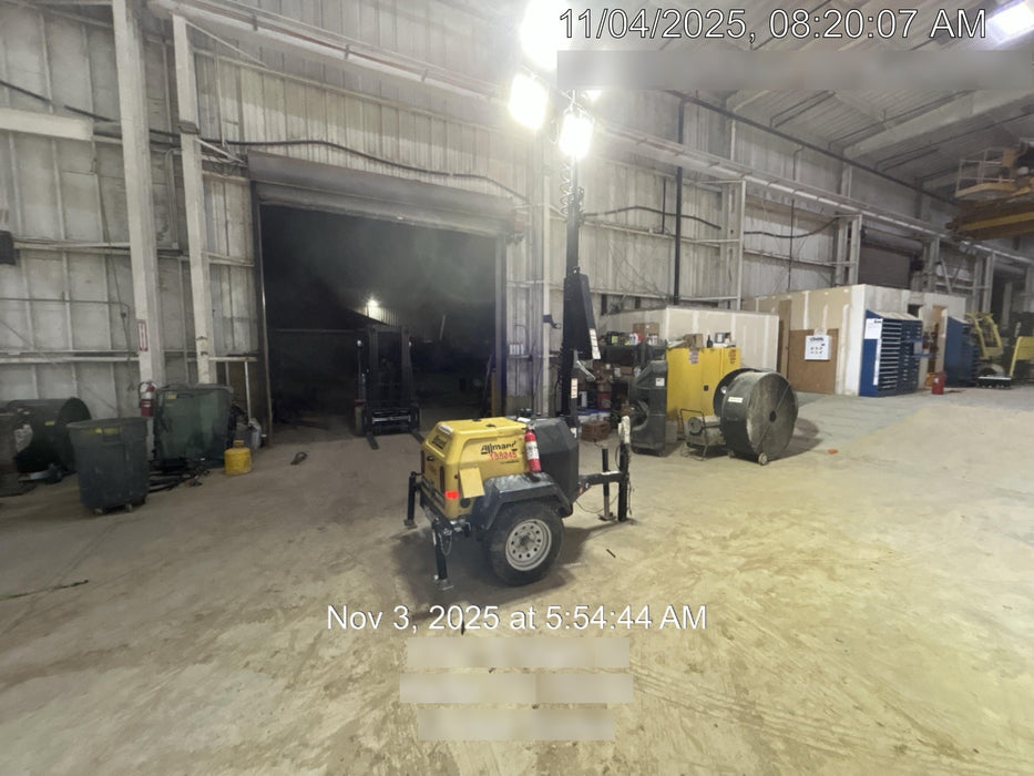 Allmand NLV3GR (4) LED Light Fixture 350W, 23' Vertical Mast, 3kW Prime, Towable, Deep Sea L401, Leveling Jacks, Yanmar T4F 5.8hp