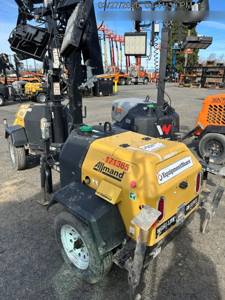 2021 Allmand NLV3GR (4) LED Light Fixture 350W, 23' Vertical Mast, 3kW Prime, Towable, Deep Sea L401, Leveling Jacks, Yanmar T4F 5.8hp