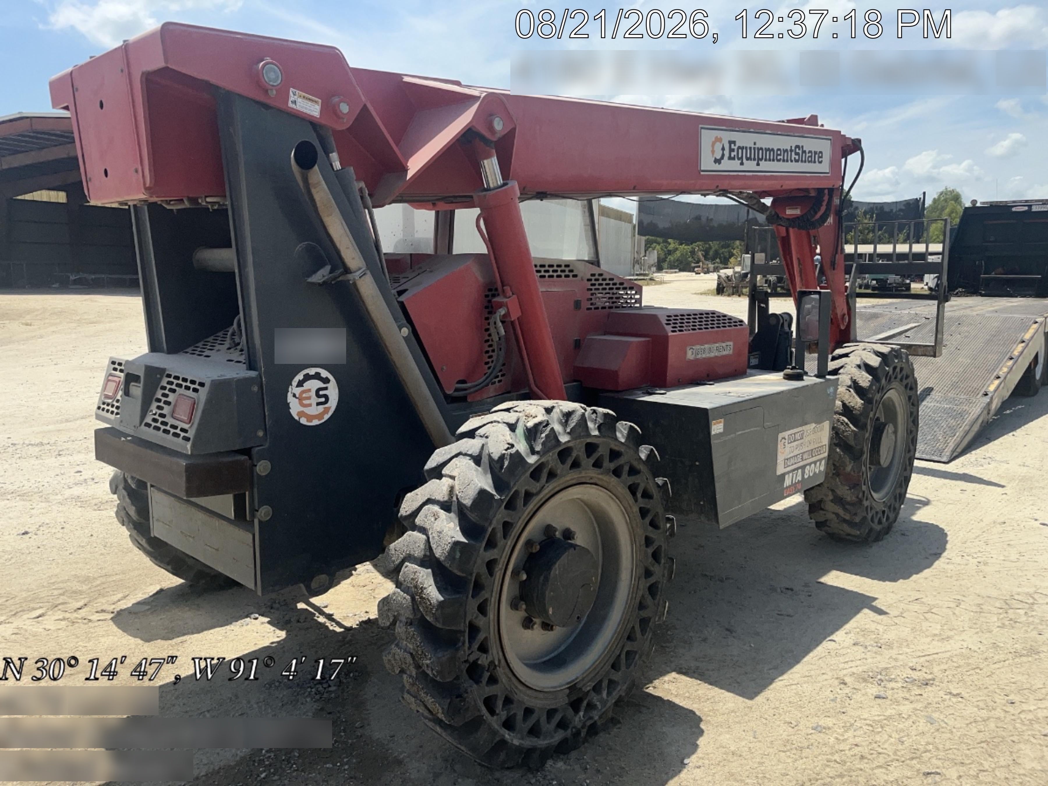 2018 Manitou MTA8044 MTA 8044 - 74 HP T4, Canopy, Worklights/Strobe, Beacon, 66" Carriage, 48" Forks, Solid Tires, Lift Hook, Aux Hydraulics