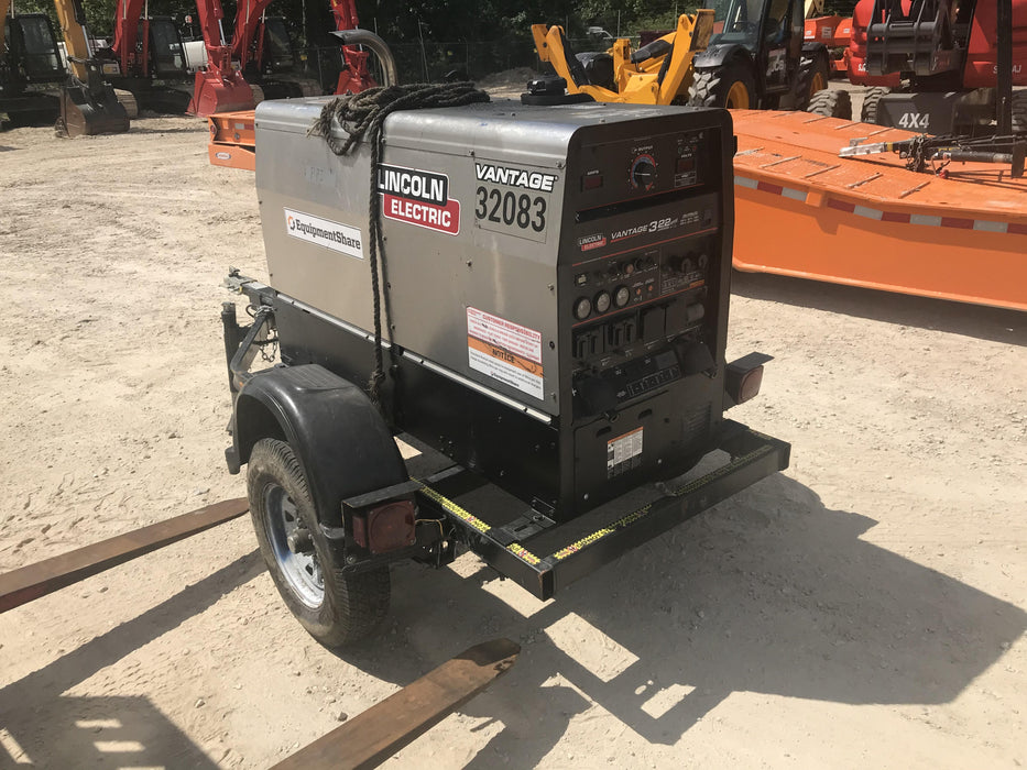 2019 Lincoln Electric Vantage 322 Welder Ready-Pak 3, Two wheel trailer, Fender and Light kit, Cable Rack