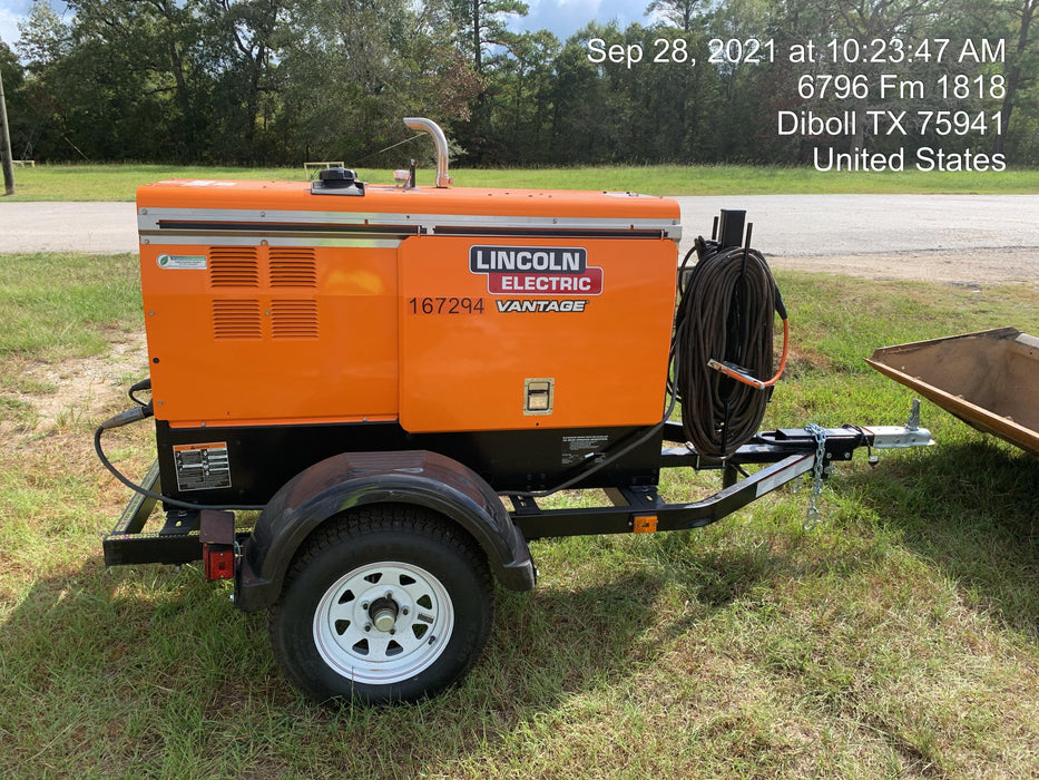 2021 Lincoln Electric Vantage 322 Vantage 322 Ready Pak 3 w/ Decals, ORANGE (includes trailer, cable rack, fender light kit) NO Telematics