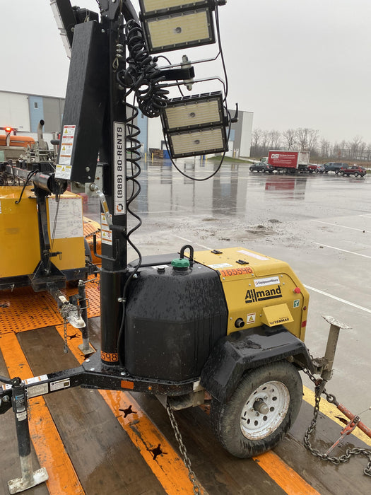 2021 Allmand NLV3GR (4) LED Light Fixture 350W, 23' Vertical Mast, 3kW Prime, Towable, Deep Sea L401, Leveling Jacks, Yanmar T4F 5.8hp