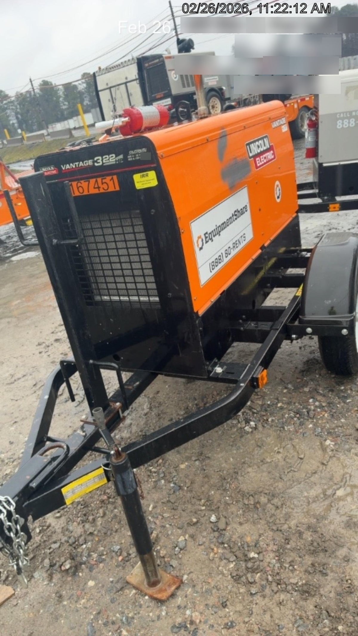 2021 Lincoln Electric Vantage 322 Vantage 322 Ready Pak 3 w/ Decals, ORANGE (includes trailer, cable rack, fender light kit) NO Telematics