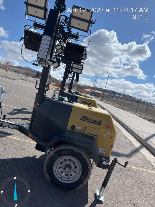 2022 Allmand NLV3GR (4) LED Light Fixture 350W, 23' Vertical Mast, 3kW Prime, Towable, ES Decals, T3