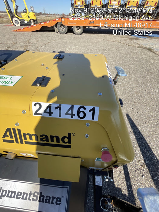 2022 Allmand NLV3GR (4) LED Light Fixture 350W, 23' Vertical Mast, 3kW Prime, Towable, Deep Sea L401, Leveling Jacks, Yanmar T4F 5.8hp