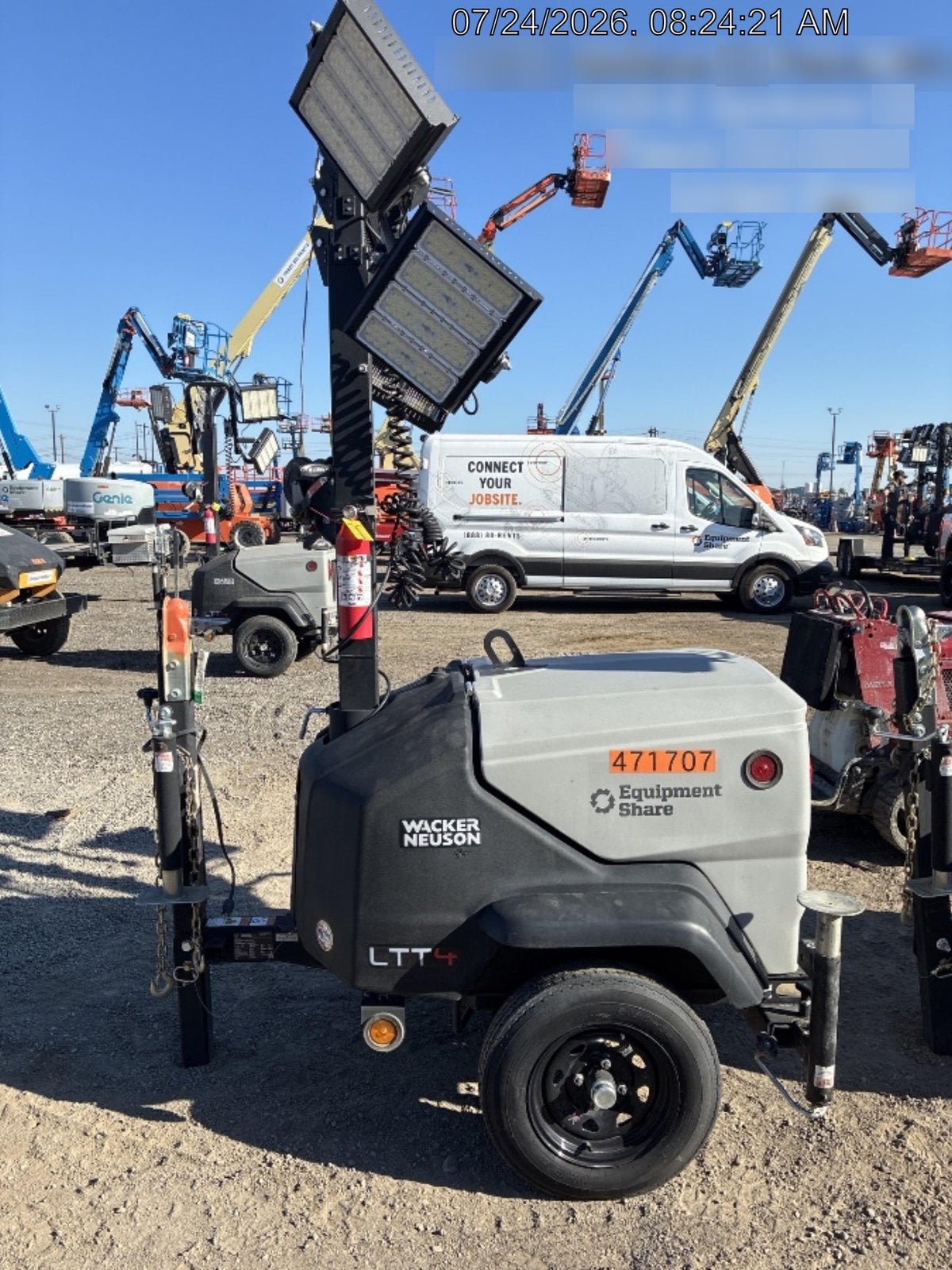 2024 Wacker Neuson LTT4 Diesel, Kohler KDW702, Deep Sea Controller, Auto Start, LED 320W, Bypass Outlet, T3