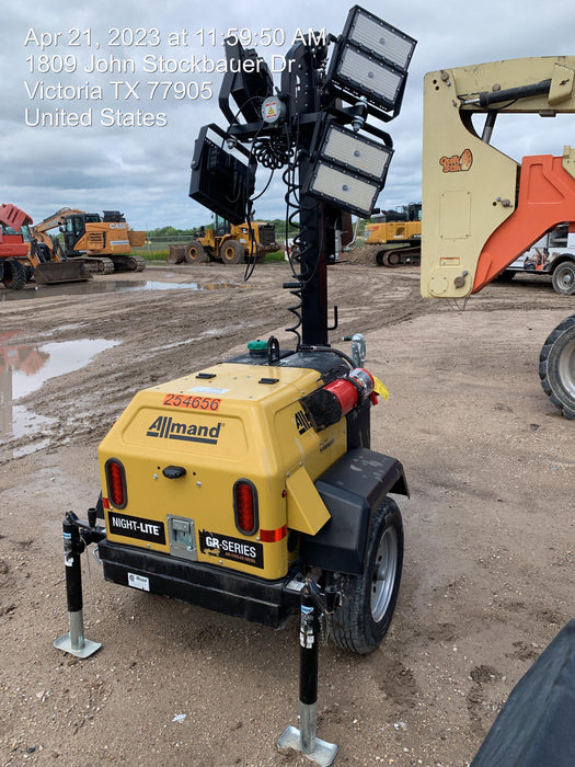 2022 Allmand NLV3GR (4) LED Light Fixture 350W, 23' Vertical Mast, 3kW Prime, Towable, ES Decals, T3