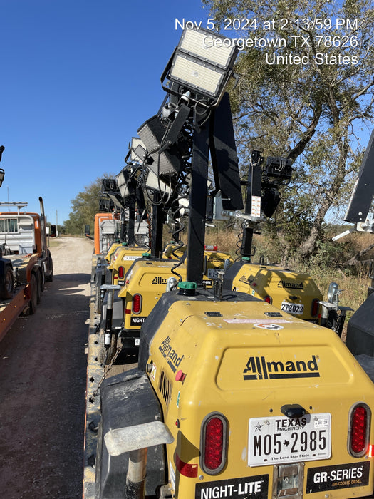 2022 Allmand NLV3GR (4) LED Light Fixture 350W, 23' Vertical Mast, 3kW Prime, Towable, ES Decals, T3