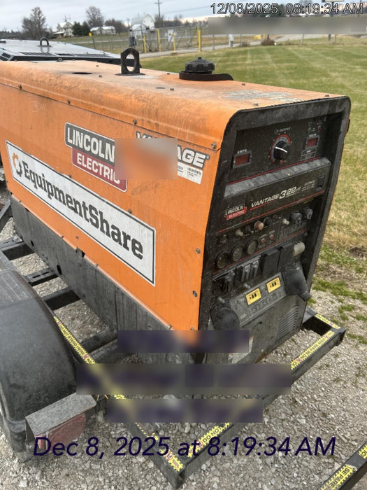 2021 Lincoln Electric Vantage 322 Vantage 322 Ready Pak 3 w/ Decals, ORANGE (includes trailer, cable rack, fender light kit) NO Telematics