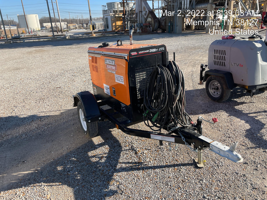 2021 Lincoln Electric Vantage 322 Vantage 322 Ready Pak 3 w/ Decals, ORANGE (includes trailer, cable rack, fender light kit) NO Telematics