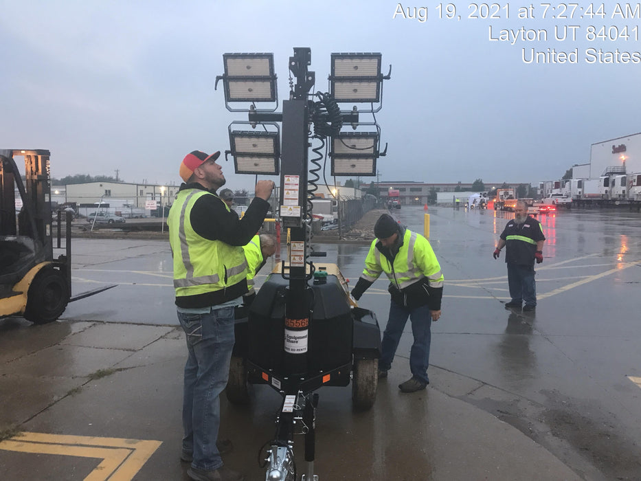 2021 Allmand NLV3GR (4) LED Light Fixture 350W, 23' Vertical Mast, 3kW Prime, Towable, Deep Sea L401, Leveling Jacks, Yanmar T4F 5.8hp