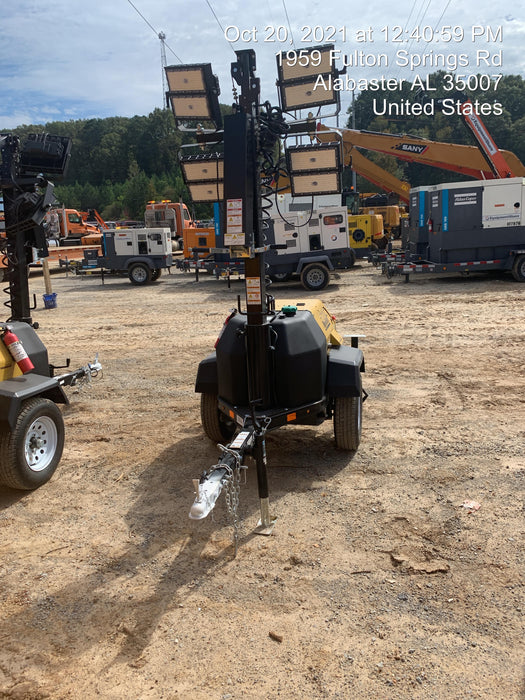 2021 Allmand NLV3GR (4) LED Light Fixture 350W, 23' Vertical Mast, 3kW Prime, Towable, Deep Sea L401, Leveling Jacks, Yanmar T4F 5.8hp