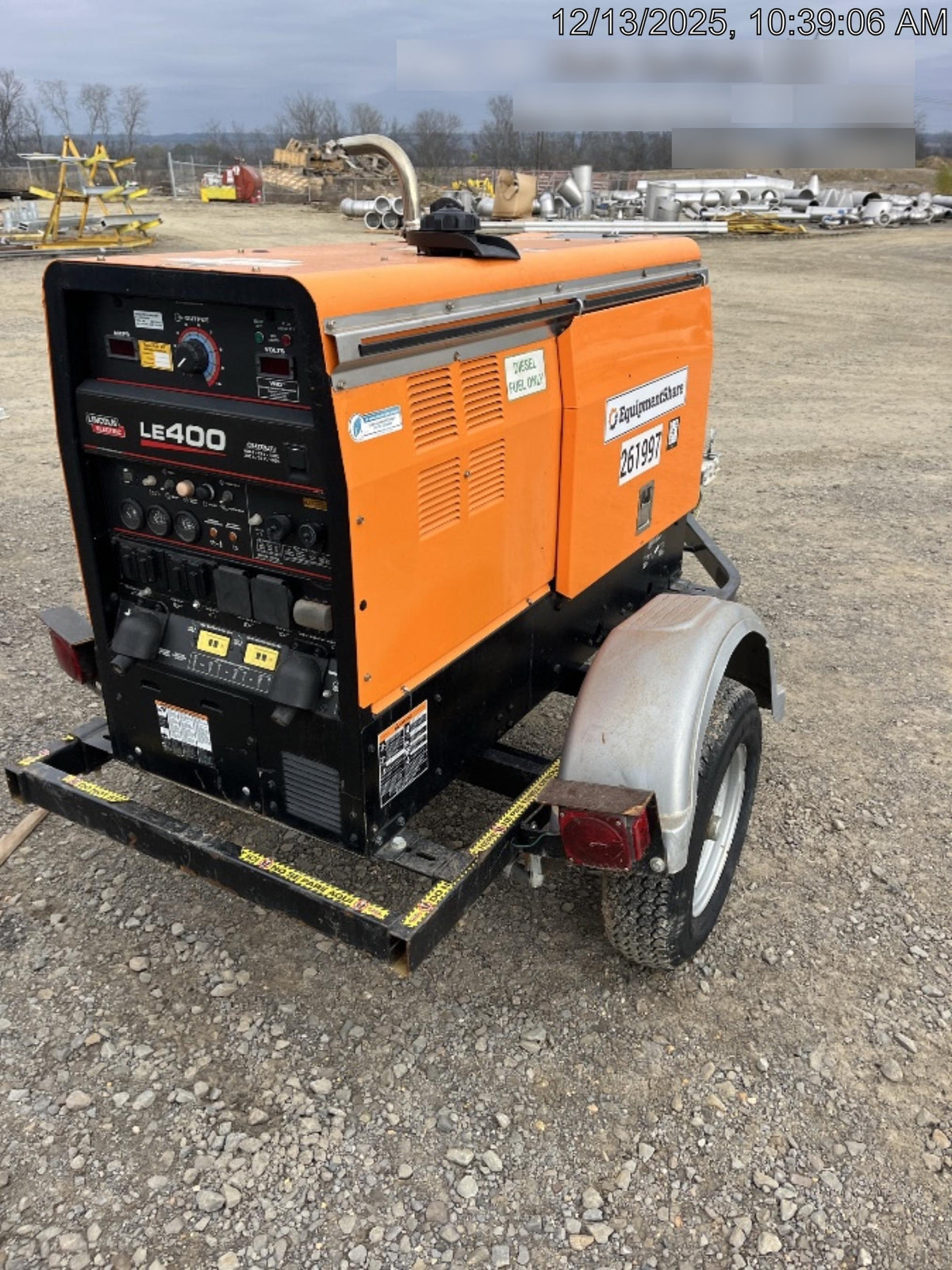 2022 Lincoln Electric LE400 Kubota V1505, Trlr, Cable Rack, Light Kit, ES Decals, T3