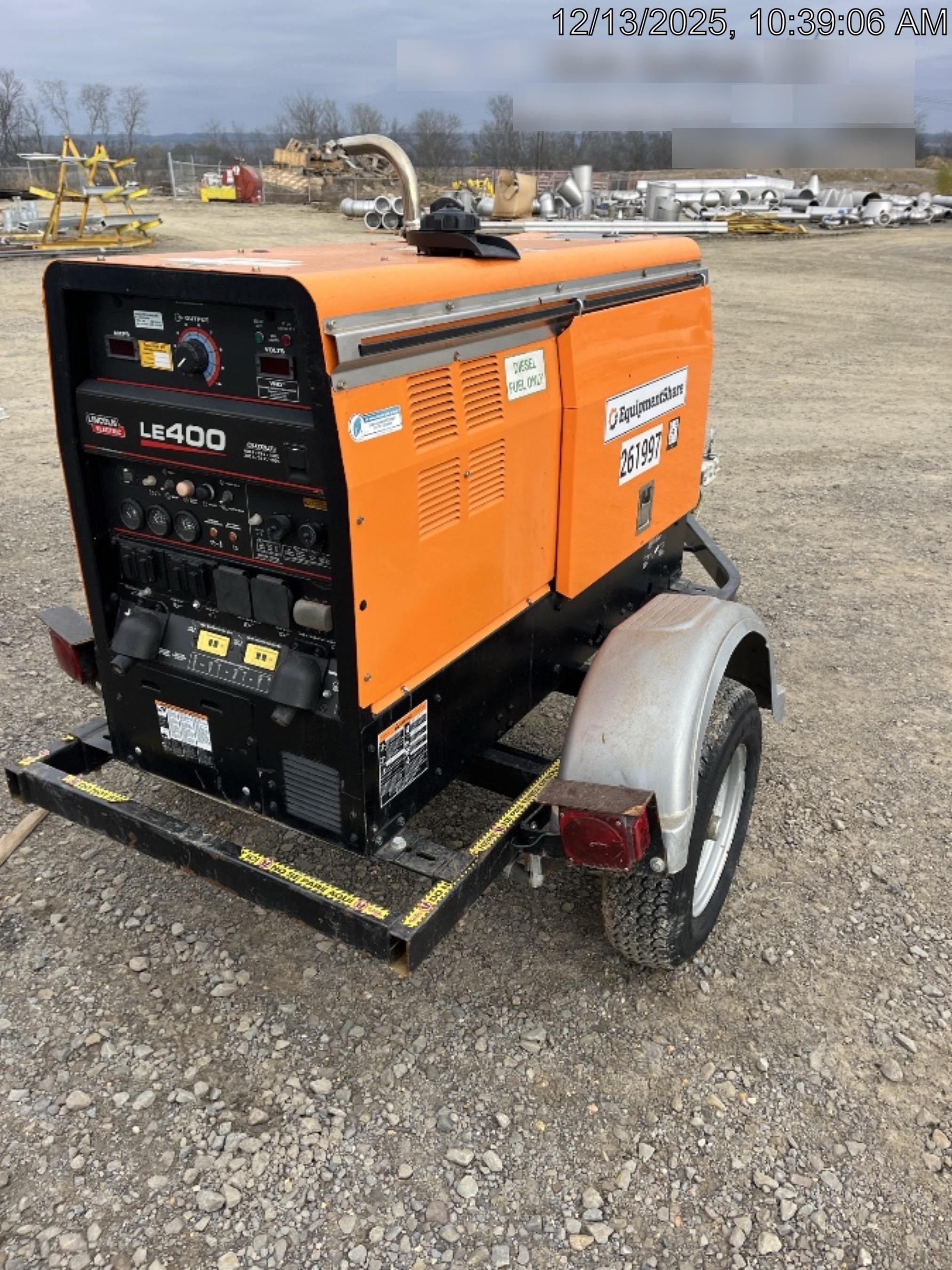 2022 Lincoln Electric LE400 Kubota V1505, Trlr, Cable Rack, Light Kit, ES Decals, T3
