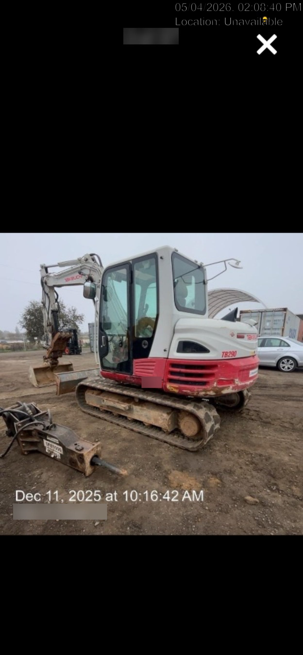 2019 Takeuchi TB290 Cab/Heat/AC Rubber tracks, Dozer blade, Travel alarm, Auxiliary hydraulics Manual QC, Hydraulic thumb, 18", 24", and 36" Buckets