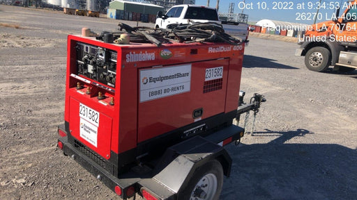 2022 Shindaiwa DGW400MDL Kubota D902 Engine, 23 HP, Dual Op Welder, Wire, Arc, Droop Stick, Tig, and CC Stick Functionality, Simulphase, 3 Phase and 1 Phase Gen Output, Single Axle NB Trlr, Slr Trckl Chrg 12V 12W, Fire Ext