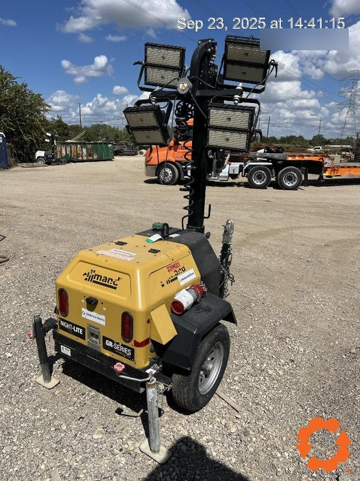 2022 Allmand NLV3GR (4) LED Light Fixture 350W, 23' Vertical Mast, 3kW Prime, Towable, Deep Sea L401, Leveling Jacks, Yanmar T4F 5.8hp