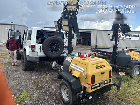 2022 Allmand NLV3GR (4) LED Light Fixture 350W, 23' Vertical Mast, 3kW Prime, Towable, Deep Sea L401, Leveling Jacks, Yanmar T4F 5.8hp