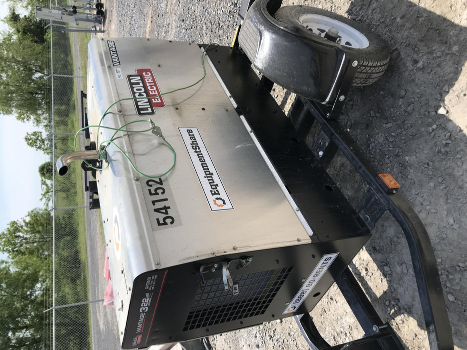 2019 Lincoln Electric Vantage 322 Welder Ready-Pak 3, Two wheel trailer, Fender and Light kit, Cable Rack